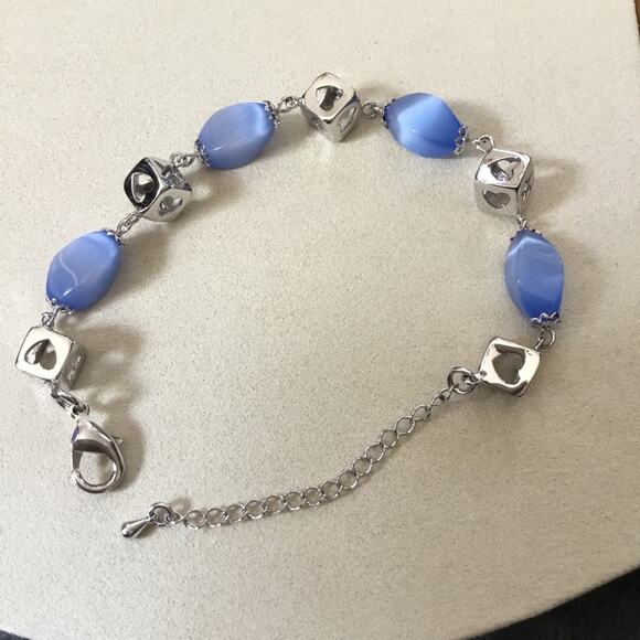 Silver Blue with Cubes Bracelet - Picture 6 of 6